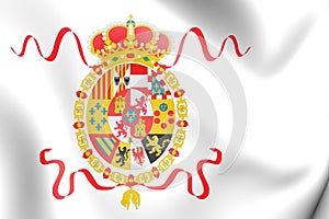 Bourbonic flag, Spain 1760-1785. 3D Illustration