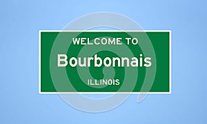 Bourbonnais, Illinois city limit sign. Town sign from the USA.
