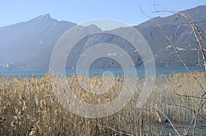 Bourget lake and mountains