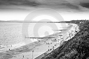 Bournemouth beach in black and white