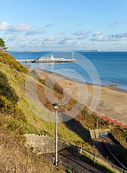 Bournemouth beach pier and coast Dorset England UK