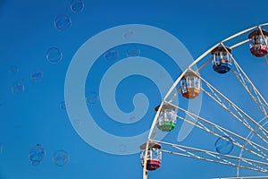 Bournemouth`s Big Wheel on a sky blue background