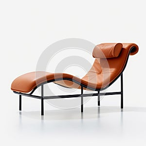 Bouroullec Leather Chaise Lounge With Black Metal Frame photo