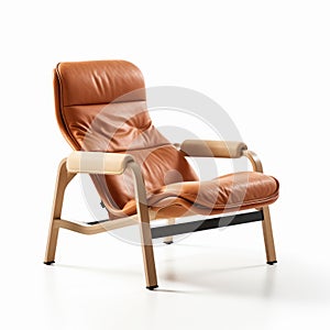 Bouroullec Tan Leather Lounge Chair On White Background