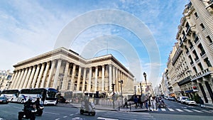 The Bourse of Paris located in Brongniart palace in Paris, France.