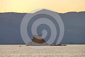 Bourtzi is a very suggestive Venetian fortress in the middle of the port of Nauplia photo