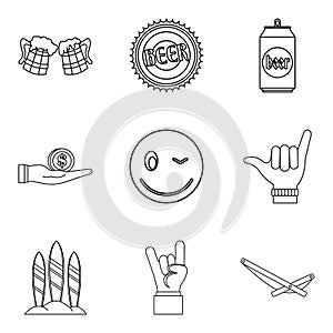 Bout icons set, outline style