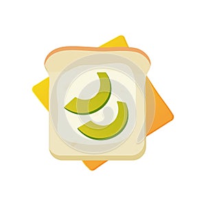 Bouterdrod, avacado toast with cheese. vector illustration on white background