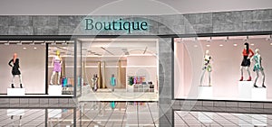 Boutique facade with clothes