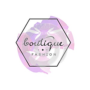 Boutique fashion logo, badge for clothes shop, beauty salon or cosmetician