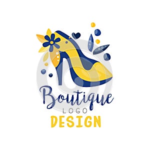 Boutique logo design, fashion clothes shop, store, salon label vector Illustration