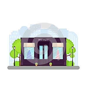 Boutique store front. Vector illustration in flat design