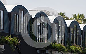 Boutiques with round roofs in Cedros shopping district