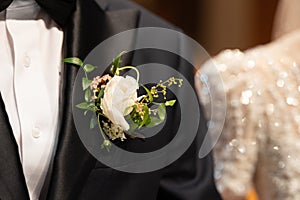 Boutonniere for the groom. The concept of marriage