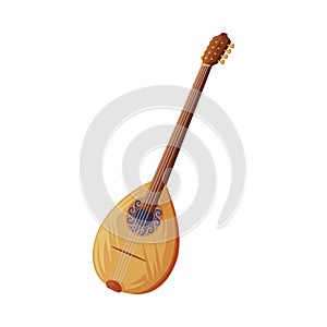 Bouzouki Stringed Musical Instrument as Greece Object and Traditional Cultural Symbol Vector Illustration