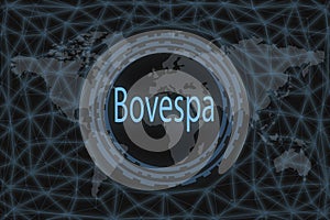 Bovespa Global stock market index. With a dark background and a world map. Graphic concept for your design