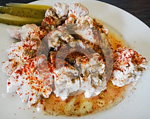 Bovine brains. Armenian food photo