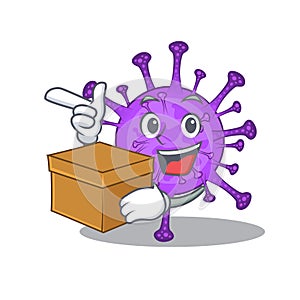 Bovine coronavirus cartoon design style having a box
