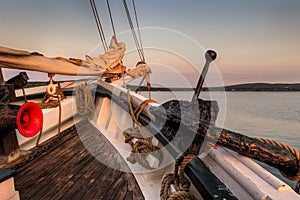 Bow of 101 Year Old Sailboat With Anchor