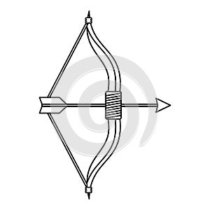 Bow and arrow icon, outline style