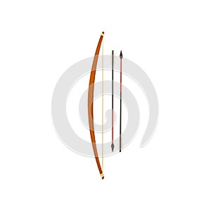 Bow and arrow, Maya civilization weapon, American tribal culture element vector Illustration on a white background