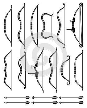 Bow and arrow set. Vector