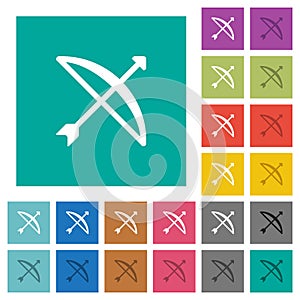 Bow with arrow square flat multi colored icons