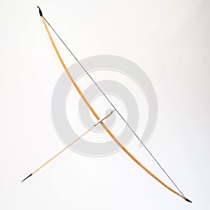 Bow and arrow on white background