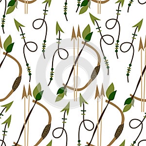 Bow and arrows seamless pattern hand drawn vector illustration in scandinavian and indian style, native american poster