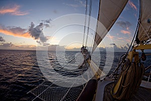 Bow of a barkentine sailing ship
