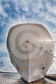 The bow of a cruise ship