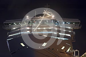Bow of Cruise Ship at Night