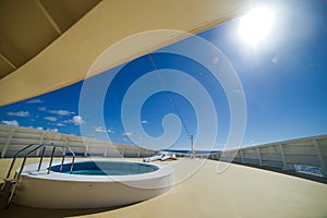 The Bow of cruise ship with swimming pool