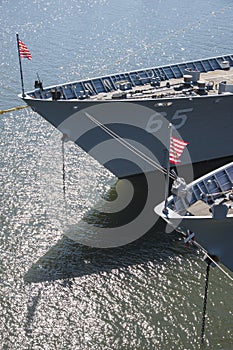 Bow of a docked US warship