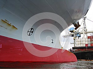 Bow of an empty container-ship