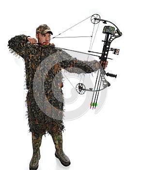 Bow hunter in action