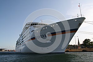 Bow of large ship in Copenhagen.