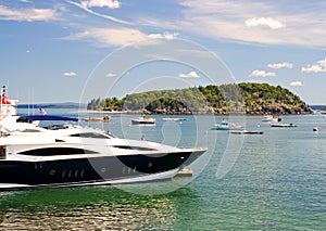 Bow of luxury yacht