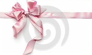 Bow made from pink ribbon, holiday concept background. Gender reveal concept
