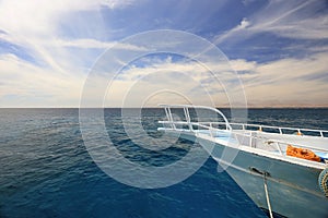 Bow motor boat on the Red Sea