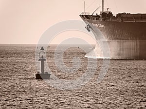 Bow of oil tanker