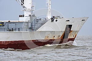 bow of a refrigerated cargo vessel