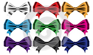 Bow ribbon color set collection on white background vector