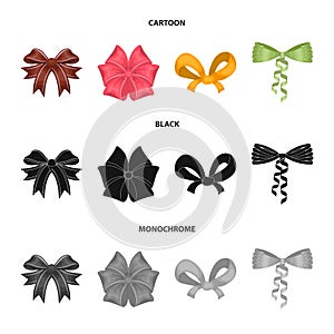 Bow, ribbon, decoration, and other web icon in cartoon,black,monochrome style. Gift, bows, node, icons in set collection