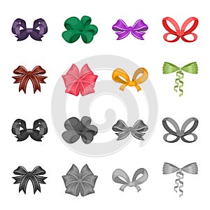 Bow, ribbon, decoration, and other web icon in cartoon,monochrome style. Gift, bows, node, icons in set collection.