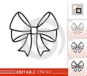 Bow ribbon gift decor single thin line vector icon