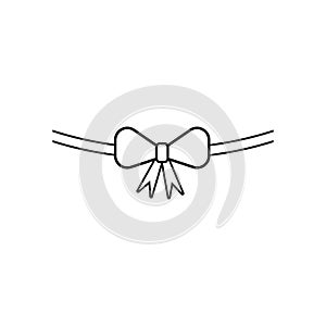 Bow Ribbon Minimalistic Flat Line Outline Stroke Icon Pictogram Symbol Set