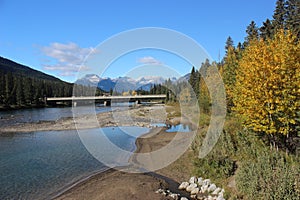 Bow river and Banff main vehicle bridge