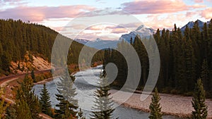 Bow River landscape in Banff National Park in Alberta, Canada