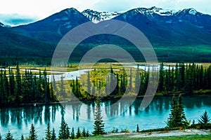 The Bow river under fall colours. Banff National Park Alberta Canada